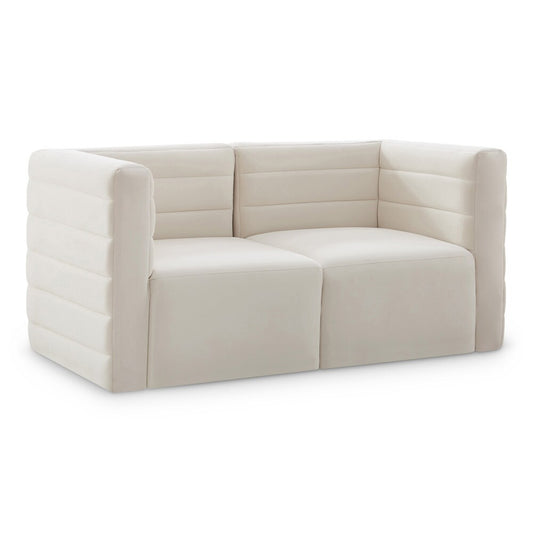 Meridian Furniture - Quincy Cream Velvet Modular Sofa - 2Pc - 677Cream-S63 veiw 1