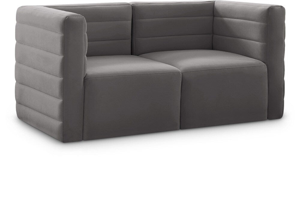 Meridian Furniture - Quincy Grey Velvet Modular Sofa - 2Pc - 677Grey-S63 veiw 1