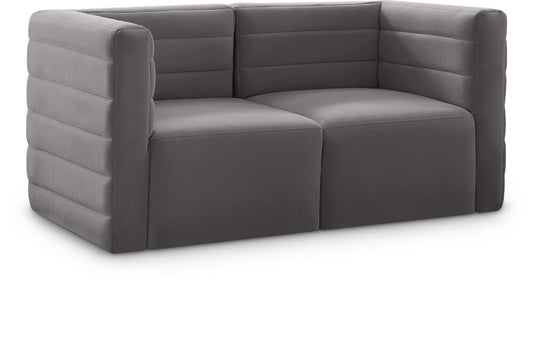 Meridian Furniture - Quincy Grey Velvet Modular Sofa - 2Pc - 677Grey-S63 veiw 1