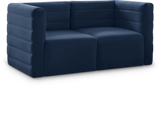 Meridian Furniture - Quincy Navy Velvet Modular Sofa - 2Pc - 677Navy-S63 veiw 1
