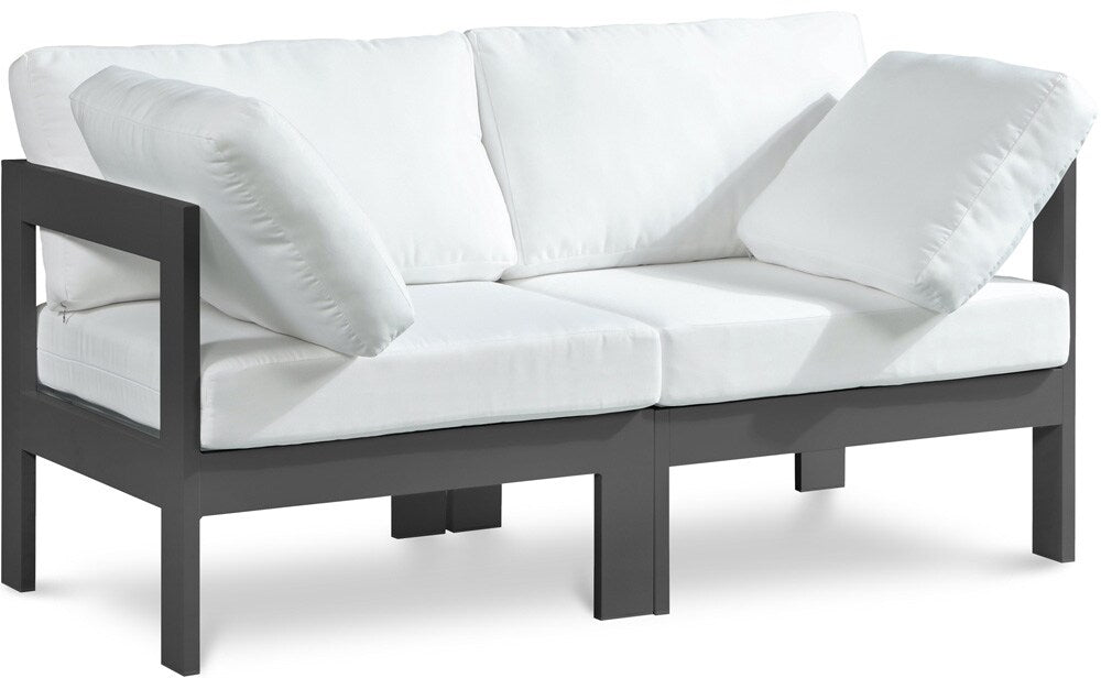 Meridian Furniture - Nizuc White Water Resistant Fabric Outdoor Patio Modular Sofa - 2Pc - 376White-S60A veiw 1