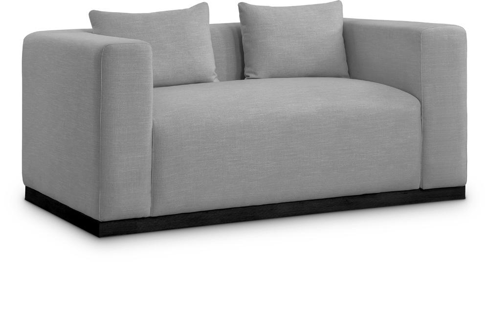 Meridian Furniture - Alfie Grey Linen Textured Fabic Loveseat - 642Grey-L veiw 1