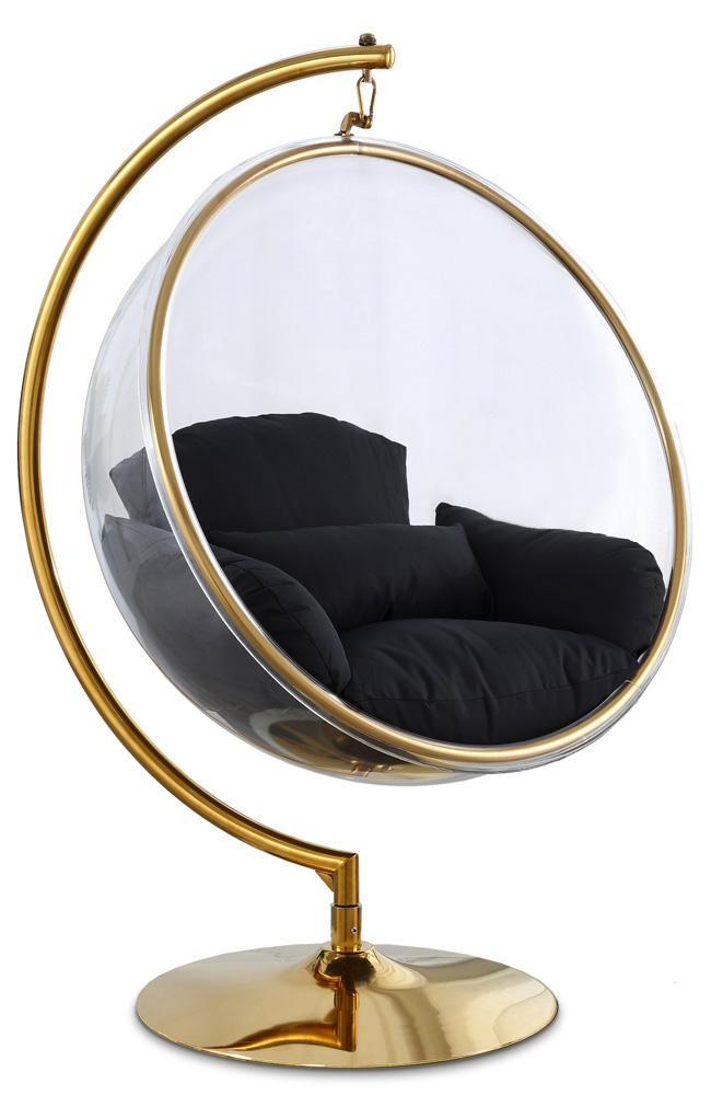 Meridian Furniture - Luna Black Fabric Acrylic Swing Bubble Accent Chair - 508Black veiw 1