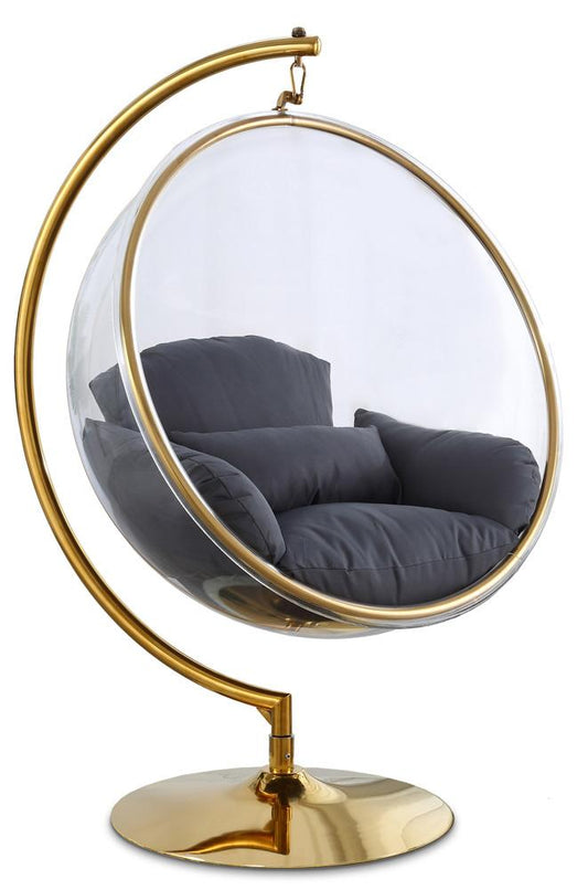 Meridian Furniture - Luna Grey Fabric Acrylic Swing Bubble Accent Chair - 508Grey veiw 1
