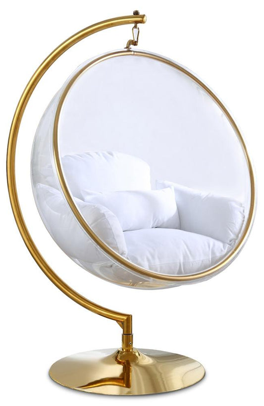 Meridian Furniture - Luna White Fabric Acrylic Swing Bubble Accent Chair - 508White veiw 1