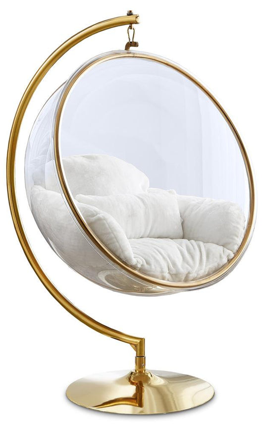 Meridian Furniture - Luna White Faux Fur Acrylic Swing Accent Chair - 508Fur veiw 1