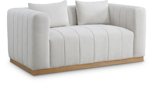 Meridian Furniture - Lucia Cream Linen Textured Fabric Loveseat - 655Cream-L veiw 1