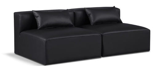 Meridian Furniture - Cube Black Vegan Leather Modular Sofa - 2Pc - 668Black-S72A veiw 1