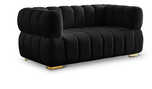 Meridian Furniture - Gwen Black Velvet Loveseat - 670Black-L veiw 1