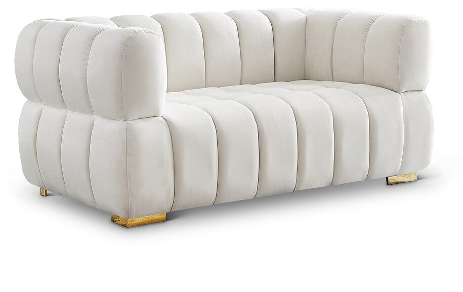 Meridian Furniture - Gwen Cream Velvet Loveseat - 670Cream-L veiw 1