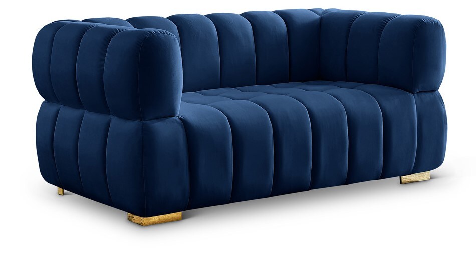 Meridian Furniture - Gwen Navy Velvet Loveseat - 670Navy-L veiw 1