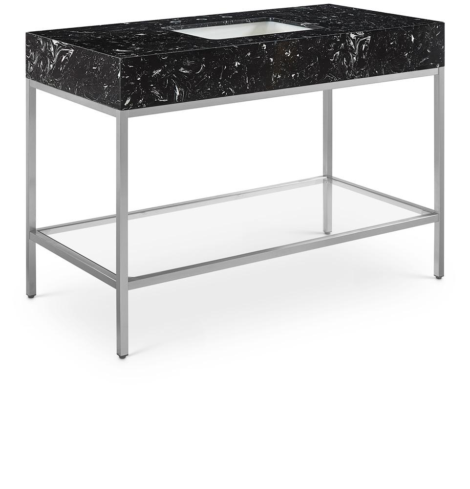 Meridian Furniture - Marmo Black Engineered Marble Bathroom Vanity - 408Black-48 veiw 1