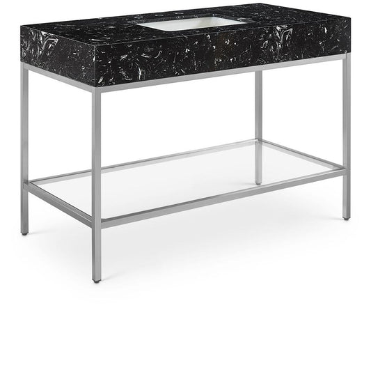 Meridian Furniture - Marmo Black Engineered Marble Bathroom Vanity - 408Black-48 veiw 1