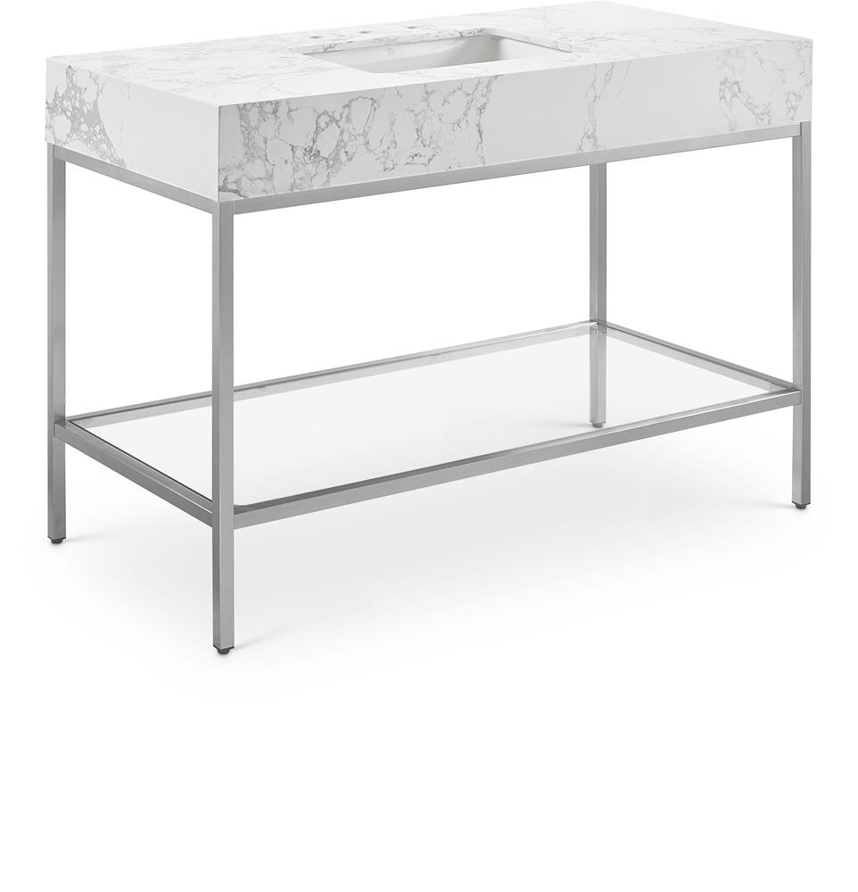 Meridian Furniture - Marmo White Engineered Marble Bathroom Vanity - 408White-48 veiw 1