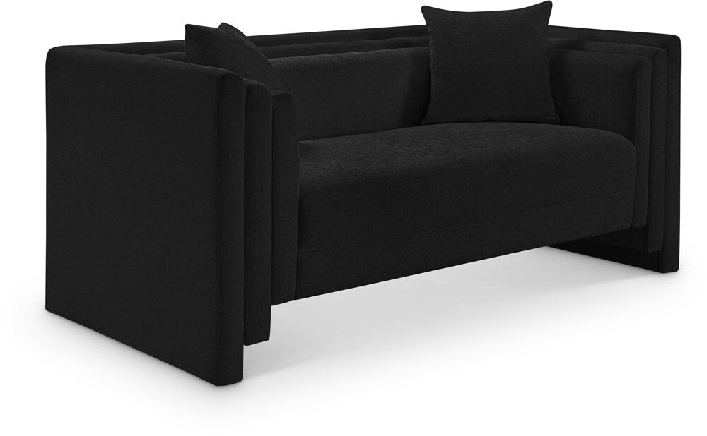 Meridian Furniture - Everett Black Chenille Fabric Loveseat - 44068Black-L veiw 1