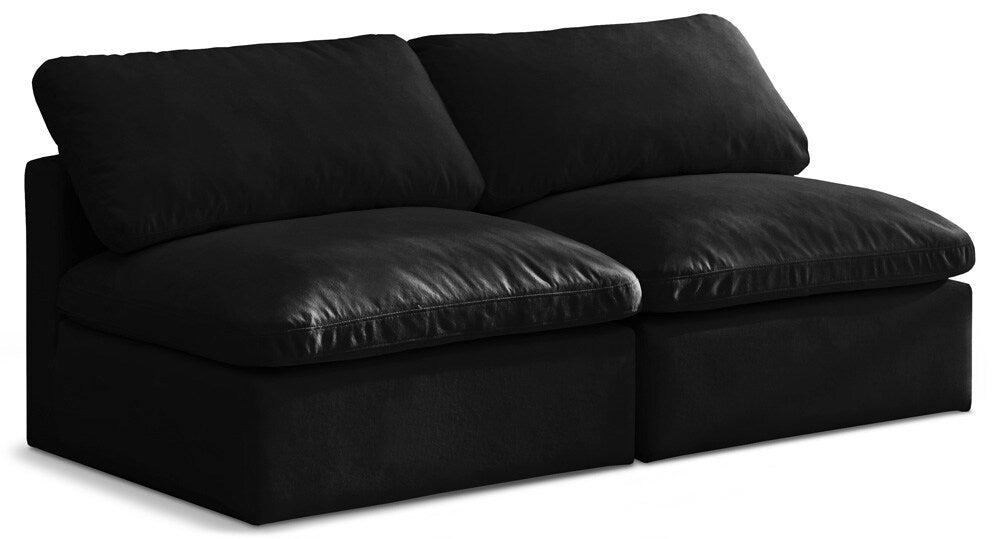 Meridian Furniture - Plush Black Velvet Standard Comfort Modular Sofa - 2Pc - 602Black-S2 veiw 1
