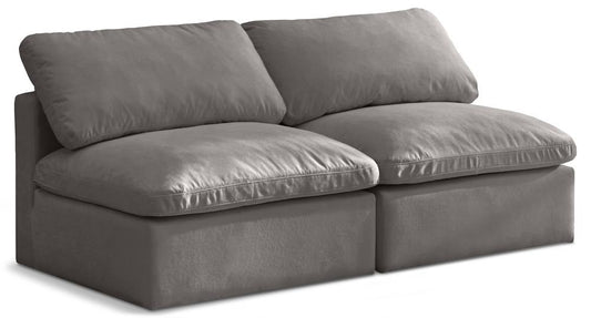 Meridian Furniture - Plush Grey Velvet Standard Comfort Modular Sofa - 2Pc - 602Grey-S2 veiw 1