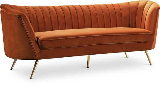 Meridian Furniture - Margo Cognac Velvet Sofa - 622Cognac-S veiw 1
