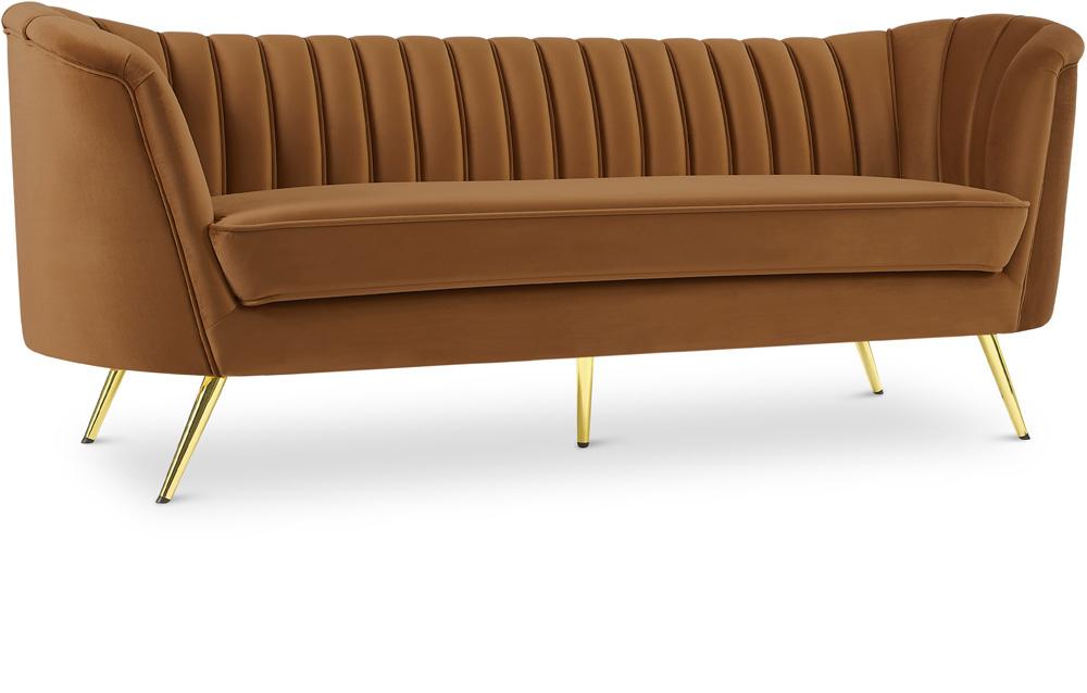 Meridian Furniture - Margo Saddle Velvet Sofa - 622Saddle-S veiw 1