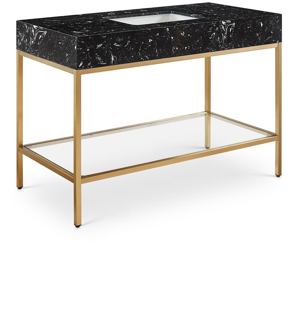 Meridian Furniture - Marmo Black Engineered Marble Bathroom Vanity - 406Black-48 veiw 1