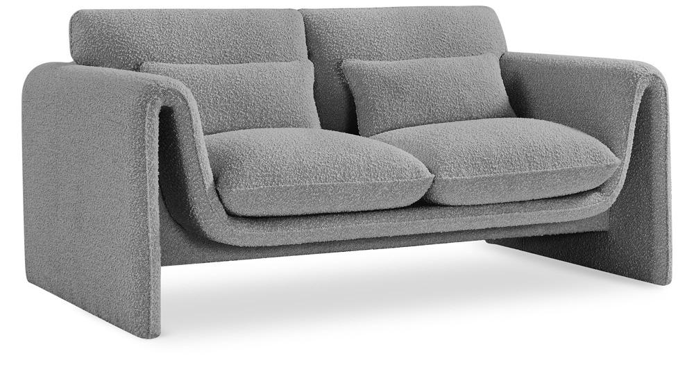 Meridian Furniture - Stylus Grey Boucle Fabric Loveseat - 198Grey-L veiw 1