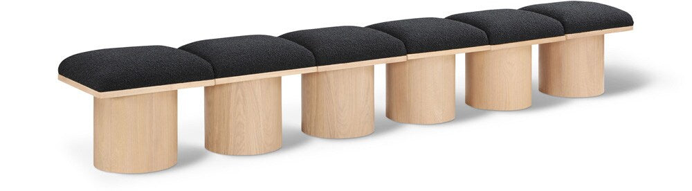 Meridian Furniture - Pavilion Black Boucle Fabric Bench - 6Pc - 465Black-6A veiw 1