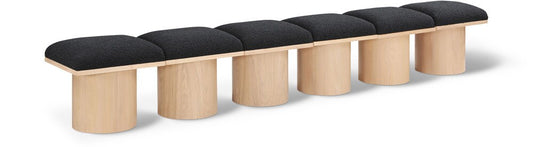 Meridian Furniture - Pavilion Black Boucle Fabric Bench - 6Pc - 465Black-6A veiw 1