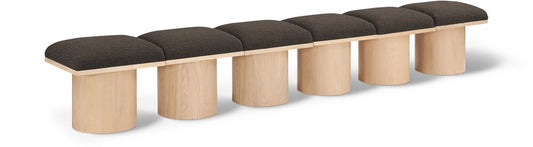 Meridian Furniture - Pavilion Brown Boucle Fabric Bench - 6Pc - 465Brown-6A veiw 1