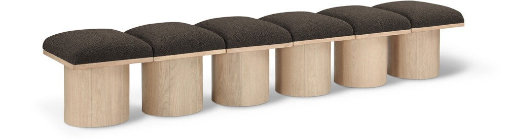 Meridian Furniture - Pavilion Brown Boucle Fabric Bench - 6Pc - 465Brown-6B veiw 1
