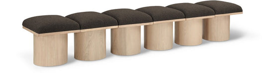 Meridian Furniture - Pavilion Brown Boucle Fabric Bench - 6Pc - 465Brown-6B veiw 1