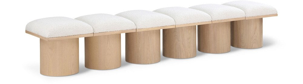 Meridian Furniture - Pavilion Cream Boucle Fabric Bench - 6Pc - 465Cream-6B veiw 1