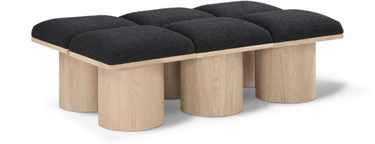 Meridian Furniture - Pavilion Black Boucle Fabric Bench - 6Pc - 465Black-6C veiw 1