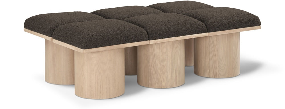 Meridian Furniture - Pavilion Brown Boucle Fabric Bench - 6Pc - 465Brown-6C veiw 1