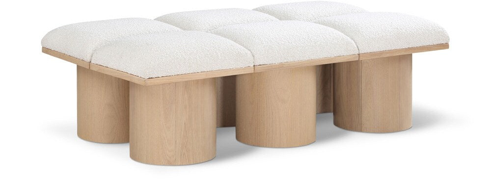 Meridian Furniture - Pavilion Cream Boucle Fabric Bench - 6Pc - 465Cream-6C veiw 1