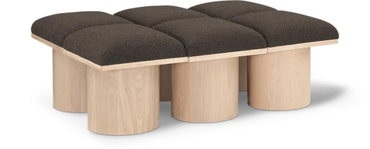 Meridian Furniture - Pavilion Brown Boucle Fabric Bench - 6Pc - 465Brown-6D veiw 1