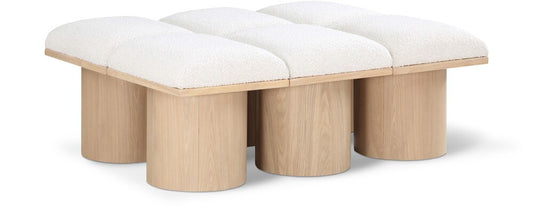 Meridian Furniture - Pavilion Cream Boucle Fabric Bench - 6Pc - 465Cream-6D veiw 1