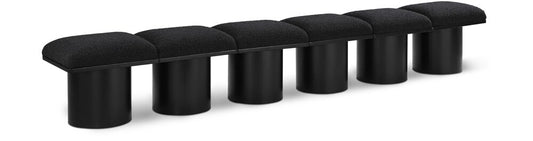 Meridian Furniture - Pavilion Black Boucle Fabric Bench - 6Pc - 466Black-6A veiw 1