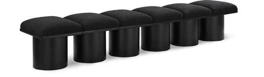 Meridian Furniture - Pavilion Black Boucle Fabric Bench - 6Pc - 466Black-6B veiw 1