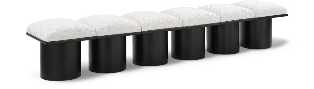 Meridian Furniture - Pavilion Cream Boucle Fabric Bench - 6Pc - 466Cream-6B veiw 1