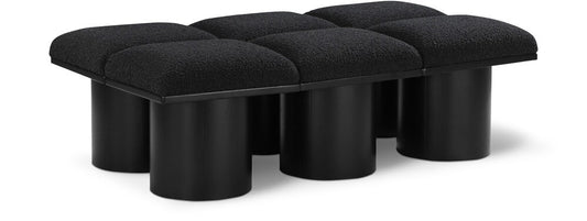 Meridian Furniture - Pavilion Black Boucle Fabric Bench - 6Pc - 466Black-6C veiw 1