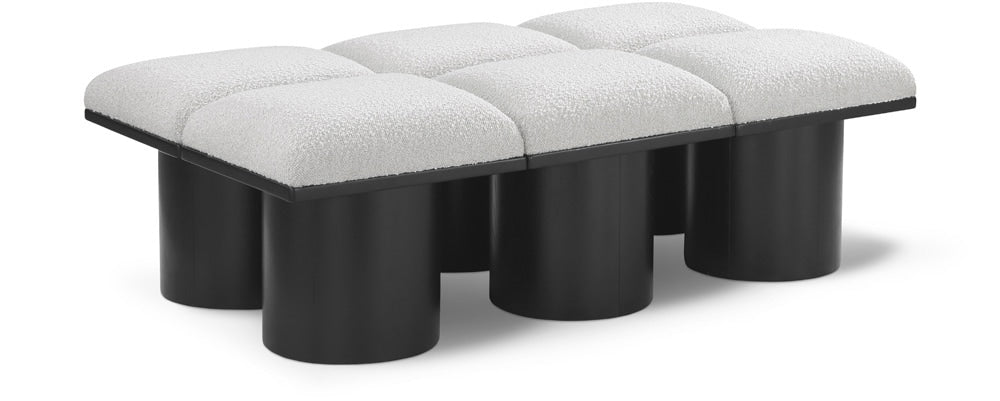 Meridian Furniture - Pavilion Cream Boucle Fabric Bench - 6Pc - 466Cream-6C veiw 1