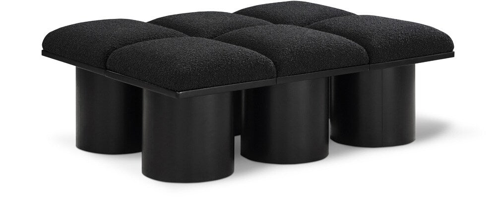 Meridian Furniture - Pavilion Black Boucle Fabric Bench - 6Pc - 466Black-6D veiw 1