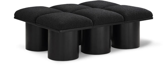 Meridian Furniture - Pavilion Black Boucle Fabric Bench - 6Pc - 466Black-6D veiw 1