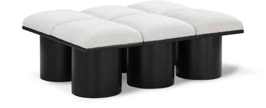 Meridian Furniture - Pavilion Cream Boucle Fabric Bench - 6Pc - 466Cream-6D veiw 1