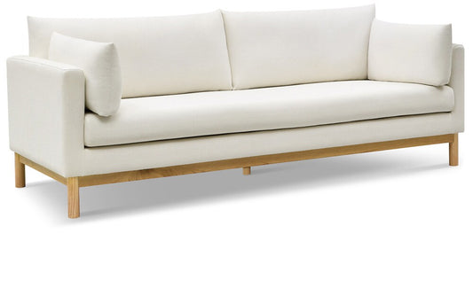 Meridian Furniture - Langham Cream Linen Textured Fabric Sofa - 157Cream-S veiw 1