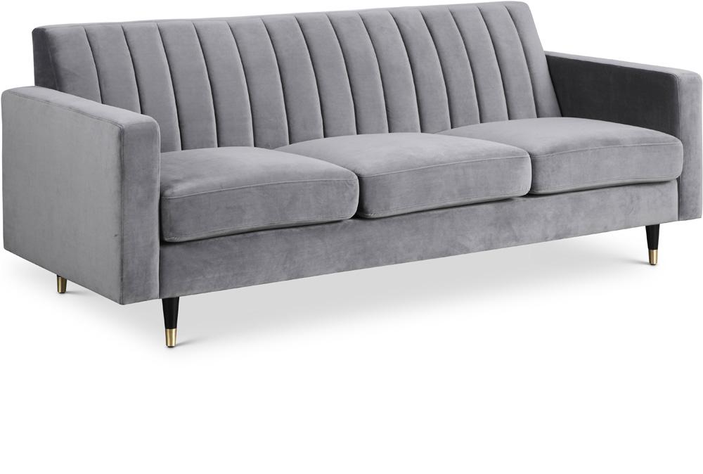 Meridian Furniture - Lola Grey Velvet Sofa - 619Grey-S veiw 1