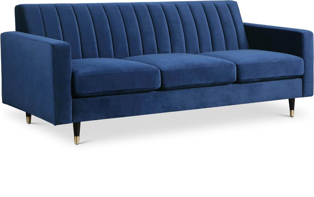 Meridian Furniture - Lola Navy Velvet Sofa - 619Navy-S veiw 1