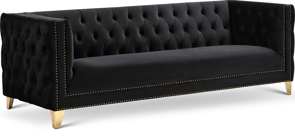 Meridian Furniture - Michelle Black Velvet Sofa - 652Black-S veiw 1
