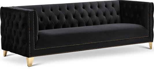 Meridian Furniture - Michelle Black Velvet Sofa - 652Black-S veiw 1