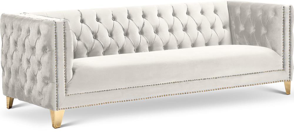 Meridian Furniture - Michelle Cream Velvet Sofa - 652Cream-S veiw 1